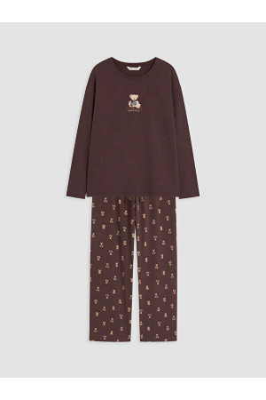 LCW DREAM Bisiklet Yaka Baskılı Kadın Pijama Takım