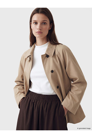 LCW Modest Gömlek Yaka Oversize Kadın Trençkot