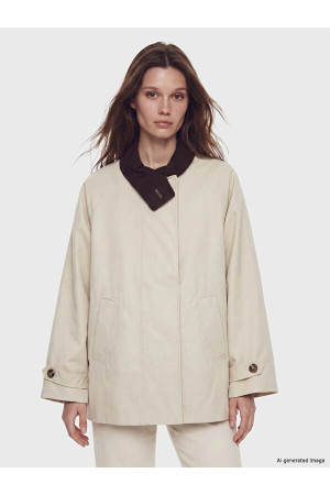 LCW Modest Asimetrik Gömlek Yaka Oversize Kadın Trençkot