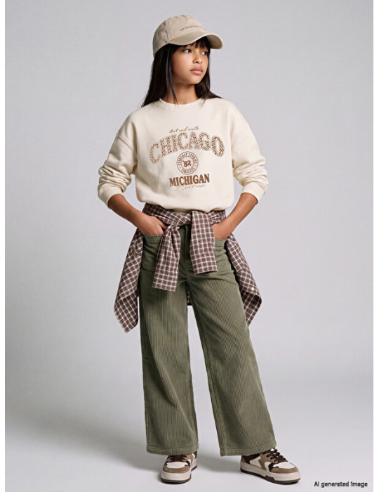 LCW Kids Chicago Baskılı Kız Çocuk Kalın Sweatshirt LCW Kids Chicago Baskılı Kız Çocuk Kalın Sweatshirt
