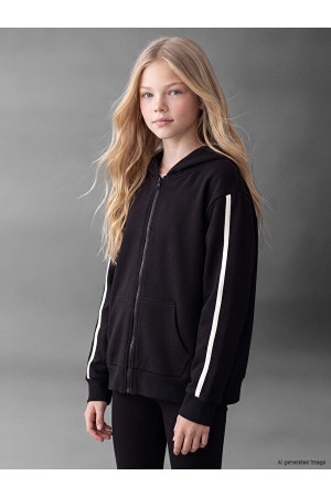 LCW Kids Kapüşonlu Kız Çocuk Fermuarlı Sweatshirt
