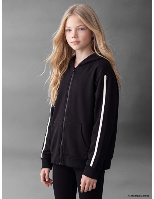 LCW Kids Kapüşonlu Kız Çocuk Fermuarlı Sweatshirt LCW Kids Kapüşonlu Kız Çocuk Fermuarlı Sweatshirt