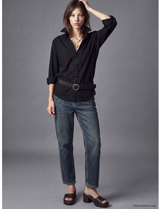 LCW Jeans Crop Straight Fit Kadın Jean Pantolon LCW Jeans Crop Straight Fit Kadın Jean Pantolon