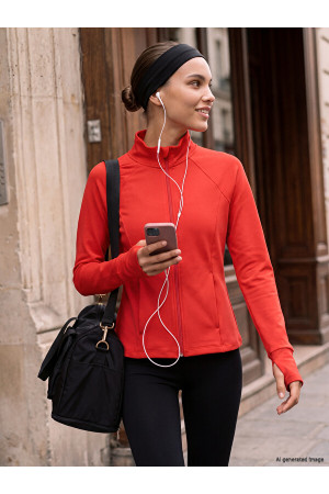 KOOR SPORT Dik Yaka Parmak Geçmeli Kadın Fermuarlı Sweatshirt