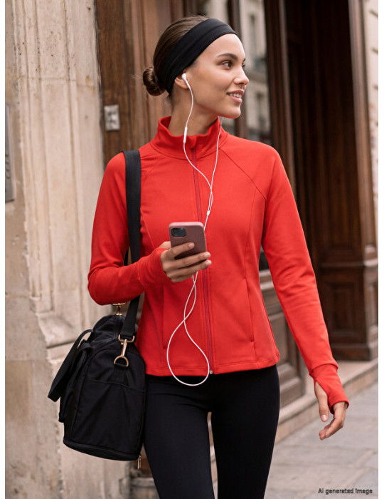 KOOR SPORT Dik Yaka Parmak Geçmeli Kadın Fermuarlı Sweatshirt KOOR SPORT Dik Yaka Parmak Geçmeli Kadın Fermuarlı Sweatshirt