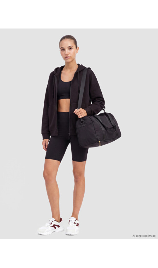 KOOR SPORT Kapüşonlu Soft Touch Oversize Kadın Fermuarlı Sweatshirt