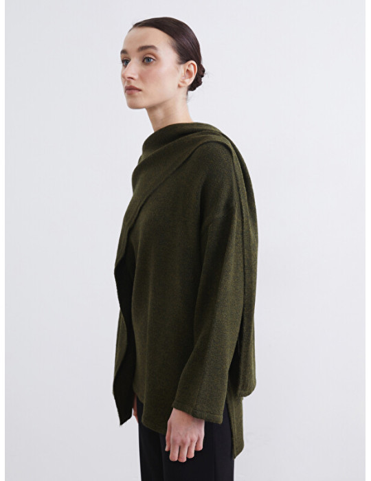 LCW Modest Dökümlü Şal Yaka Oversize Kadın Triko Kazak LCW Modest Dökümlü Şal Yaka Oversize Kadın Triko Kazak