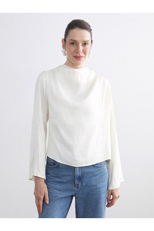 LCWAIKIKI Classic Dik Yaka Oversize Büzgülü Bluz