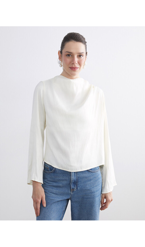 LCWAIKIKI Classic Dik Yaka Oversize Büzgülü Bluz
